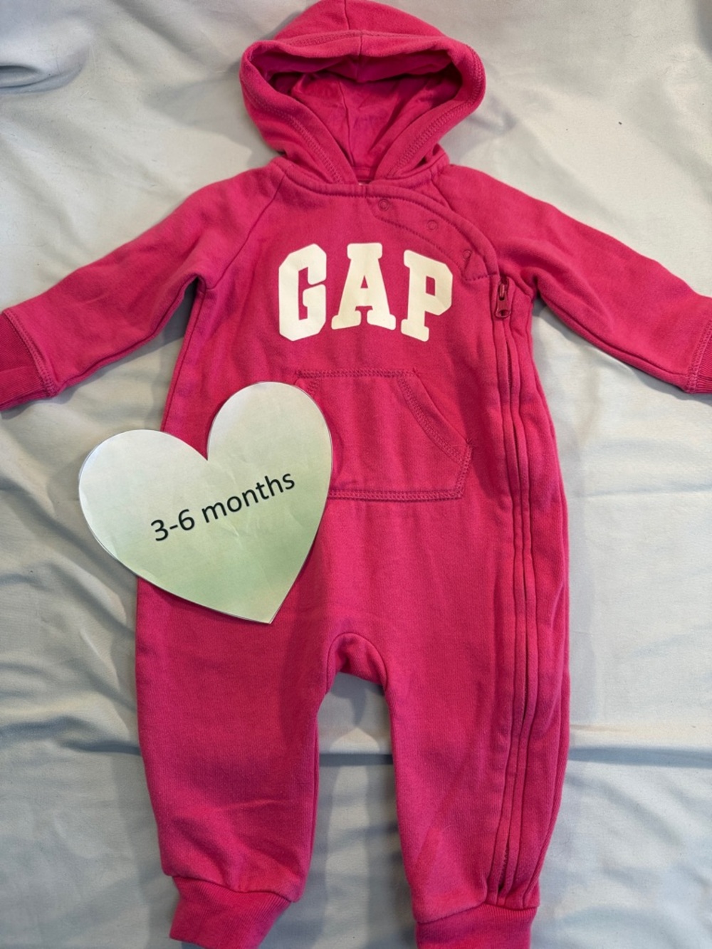 GAP Pink Hooded Baby Jumpsuit